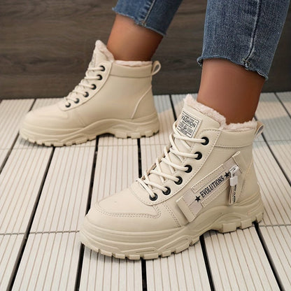 LuxeStride™ Women's Lace-Up Zipper Sneakers: Plush Comfort Meets Casual Chic!