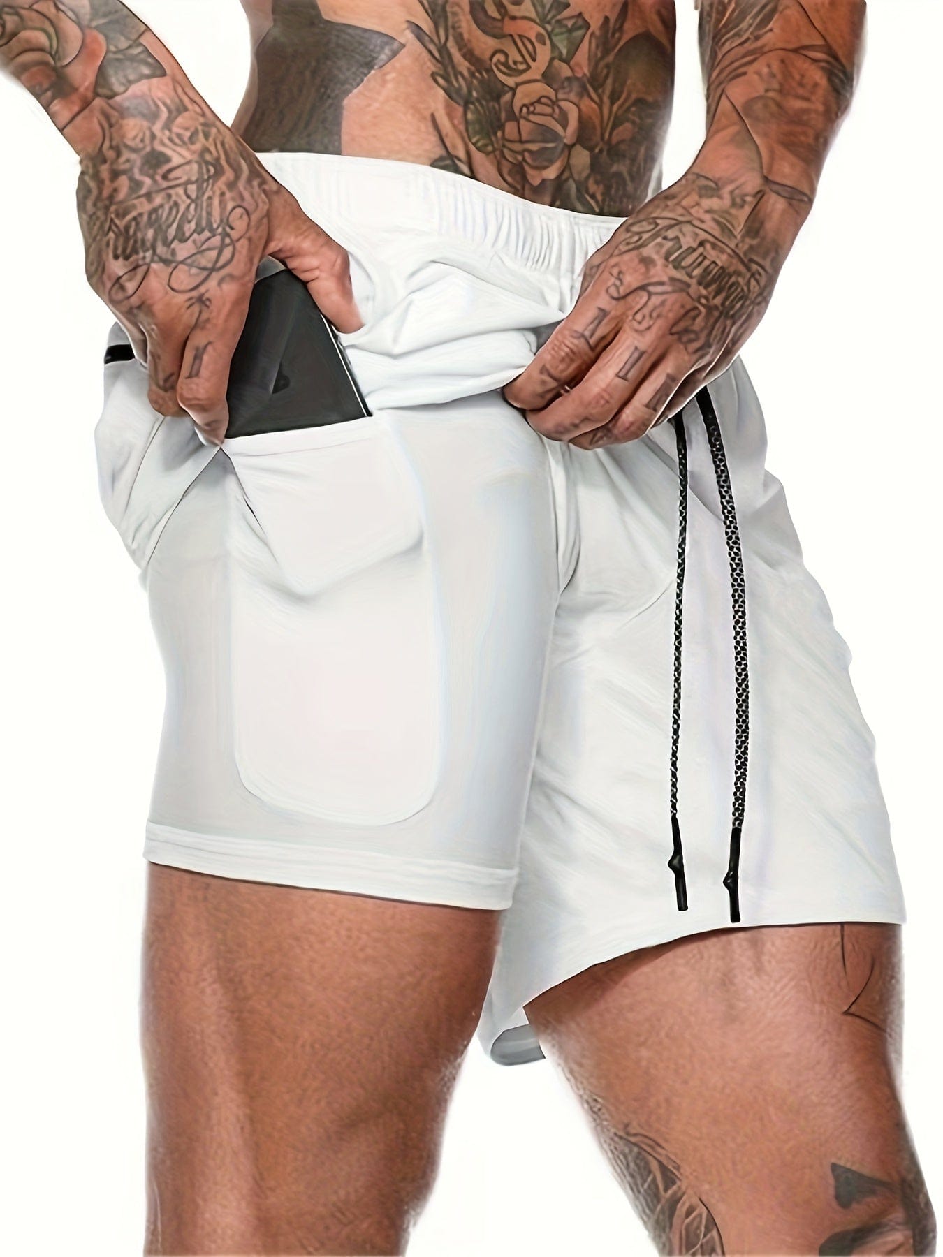 Men's 2-in-1 Quick-Dry Sports Shorts™ - Stay Cool, Stay Safe with Reflective Design & Secure Phone Pocket