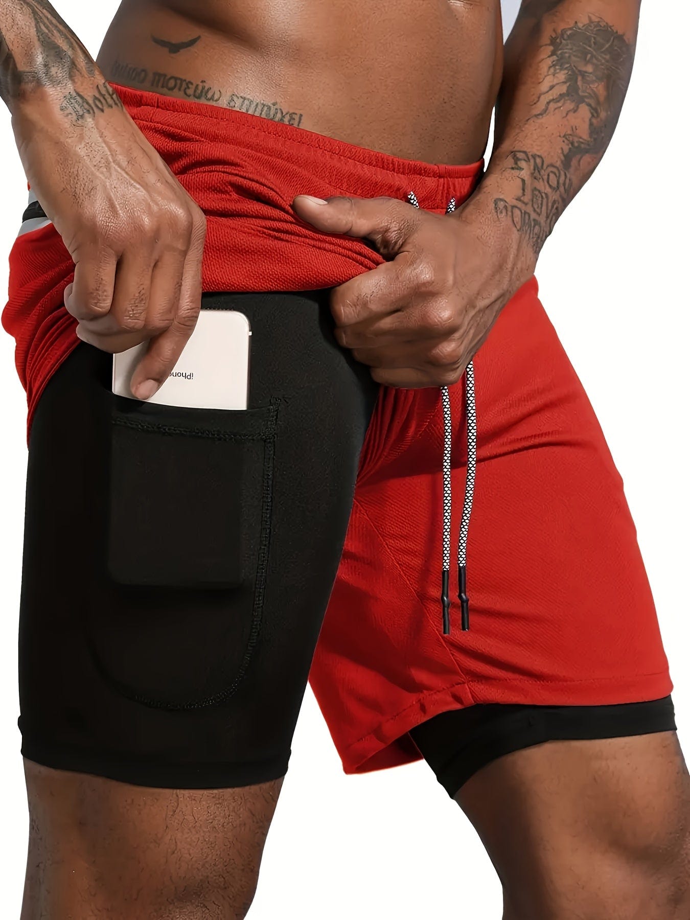 Men's 2-in-1 Quick-Dry Sports Shorts™ - Stay Cool, Stay Safe with Reflective Design & Secure Phone Pocket