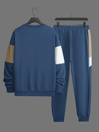 DuoWear™ Men's Cozy Color Block Sweatshirt & Joggers Set