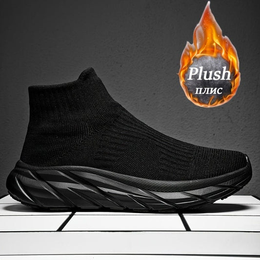 ChunkyStride™ Men's Slip-On Shoes – Breathable Knit Warmth with Plush Comfort!