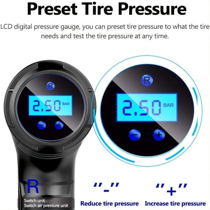 TurboInflate™ 120W Wireless Air Compressor – Portable Power for Instant Tire Inflation!