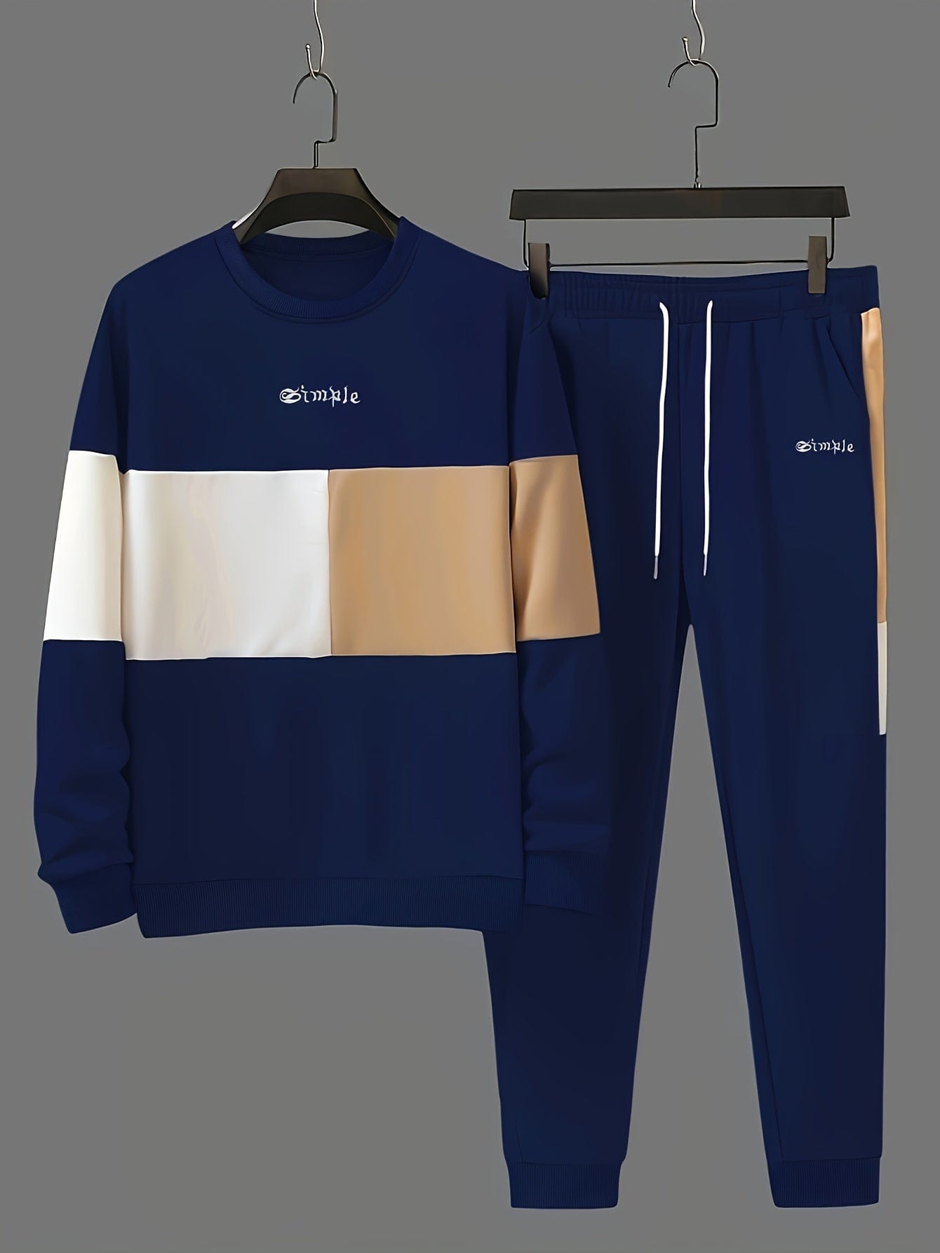 DuoWear™ Men's Cozy Color Block Sweatshirt & Joggers Set