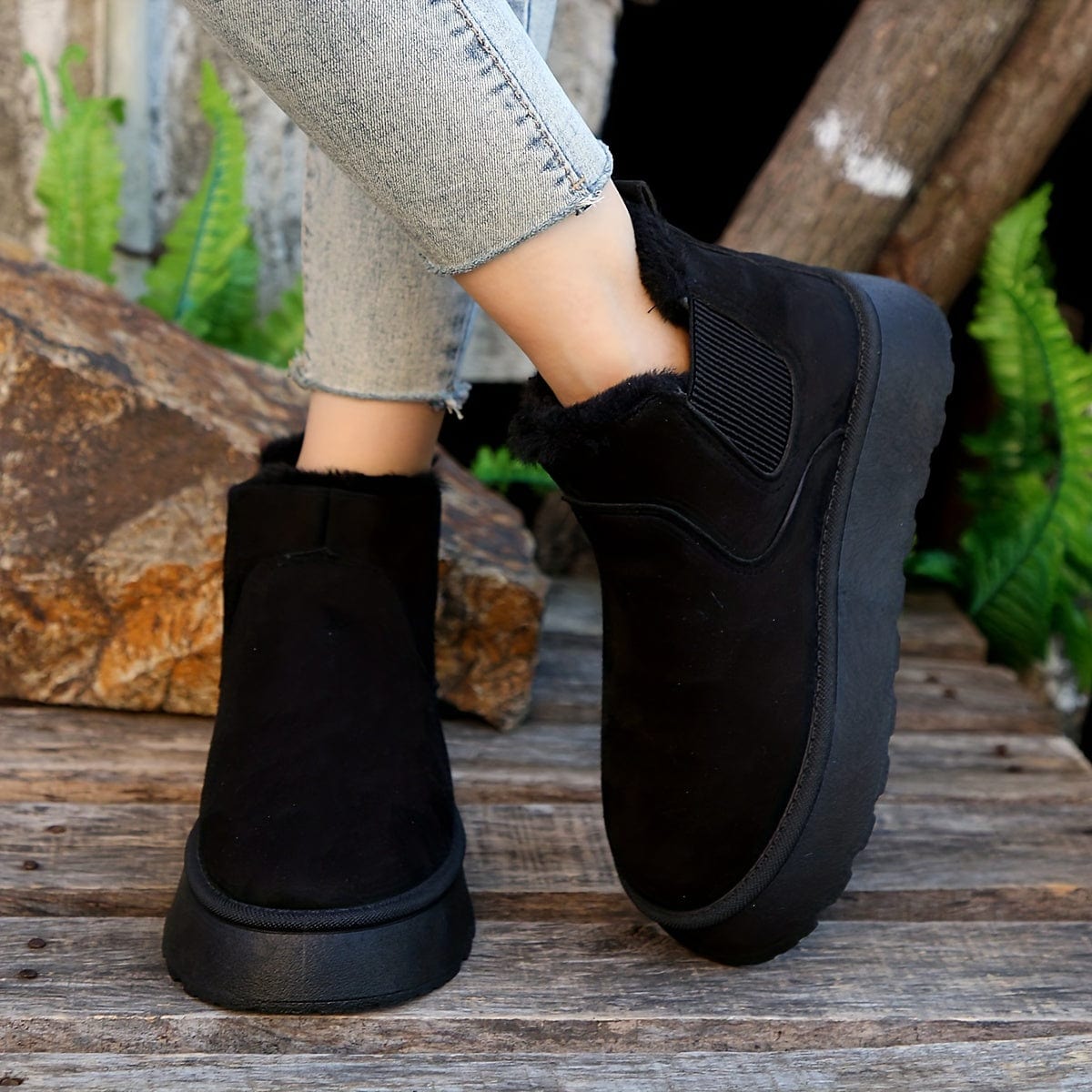 CozyLift™ Women's Plush Lined Platform Ankle Boots – Ultimate Comfort for Every Step!