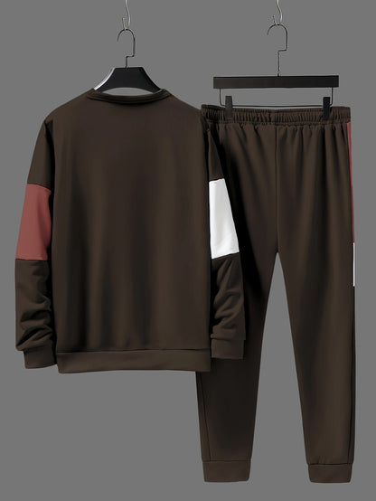 DuoWear™ Men's Cozy Color Block Sweatshirt & Joggers Set