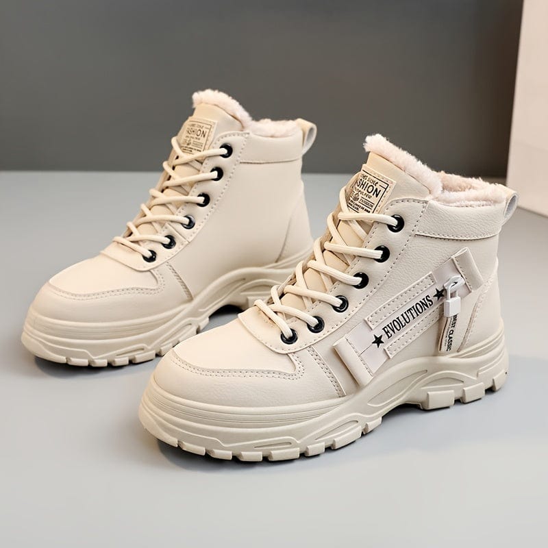 LuxeStride™ Women's Lace-Up Zipper Sneakers: Plush Comfort Meets Casual Chic!