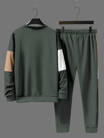 DuoWear™ Men's Cozy Color Block Sweatshirt & Joggers Set