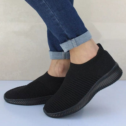 EleganceStride™: Women's Breathable Knit Slip-On Sneakers