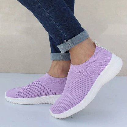 EleganceStride™: Women's Breathable Knit Slip-On Sneakers
