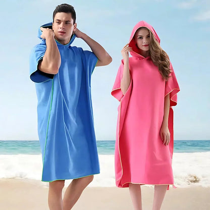 WaveWrap™ Surf Poncho Changing Towel – The Ultimate Hooded Robe for Beach Comfort and Convenience!