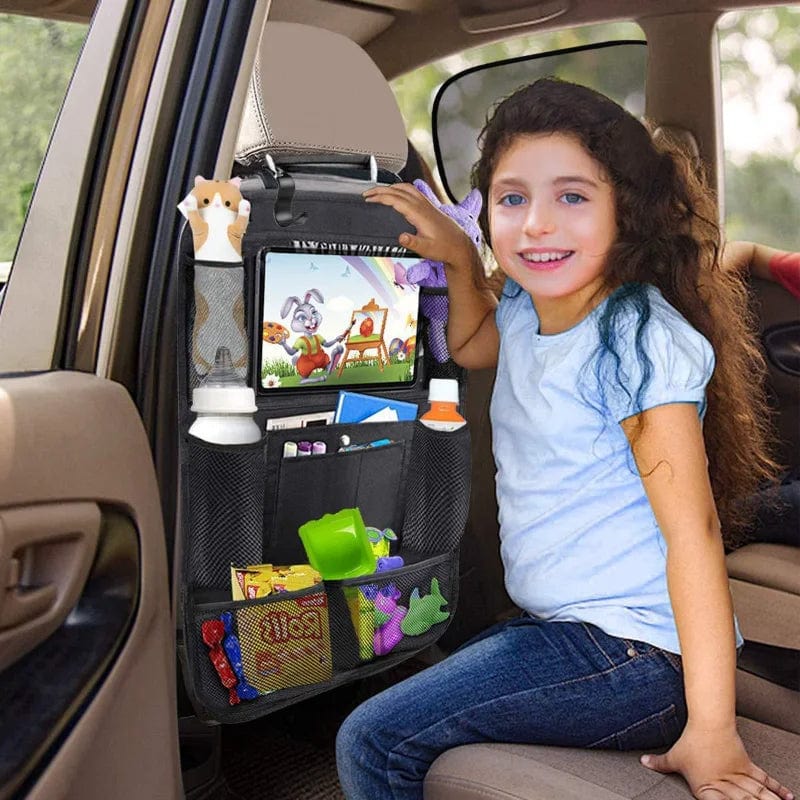 TravelGuard™ Car Back Seat Organizer with Touch Screen Tablet Holder: Keep Your Ride Tidy & Entertained!