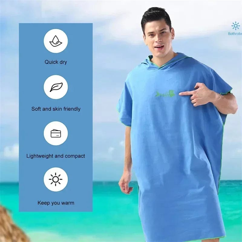 WaveWrap™ Surf Poncho Changing Towel – The Ultimate Hooded Robe for Beach Comfort and Convenience!