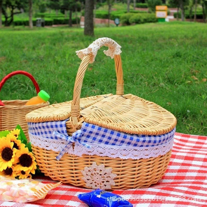Eco-Friendly Handmade Wicker Picnic Basket with Removable Liner