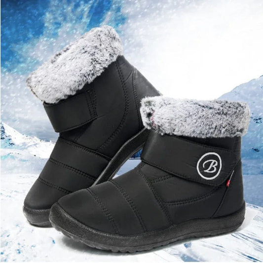Winter Women's Glossy Snow Boots - Velvet Lined & Thick Soles