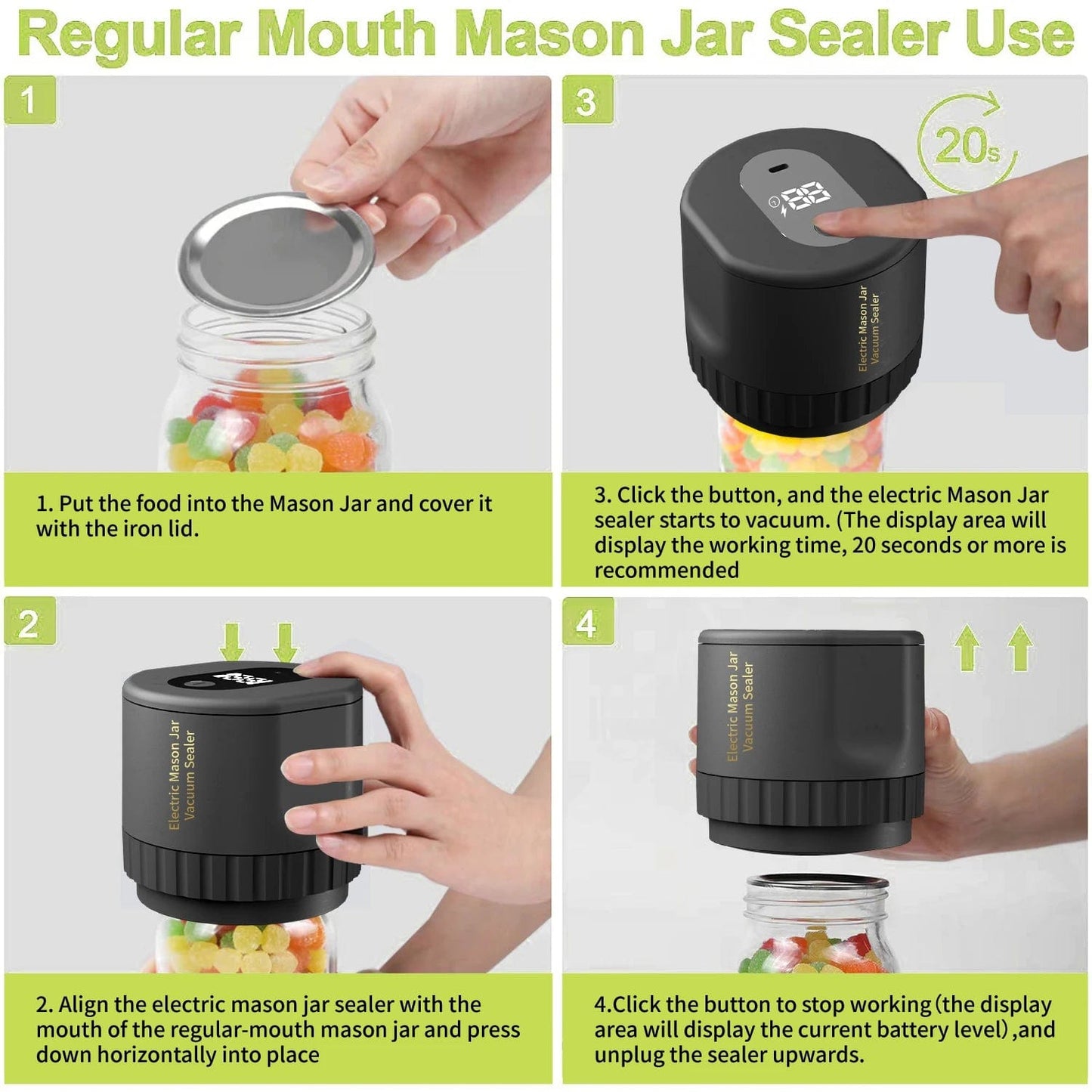 VacSeal Pro™ – Cordless Electric Mason Jar Vacuum Sealer Kit for Unbeatable Freshness