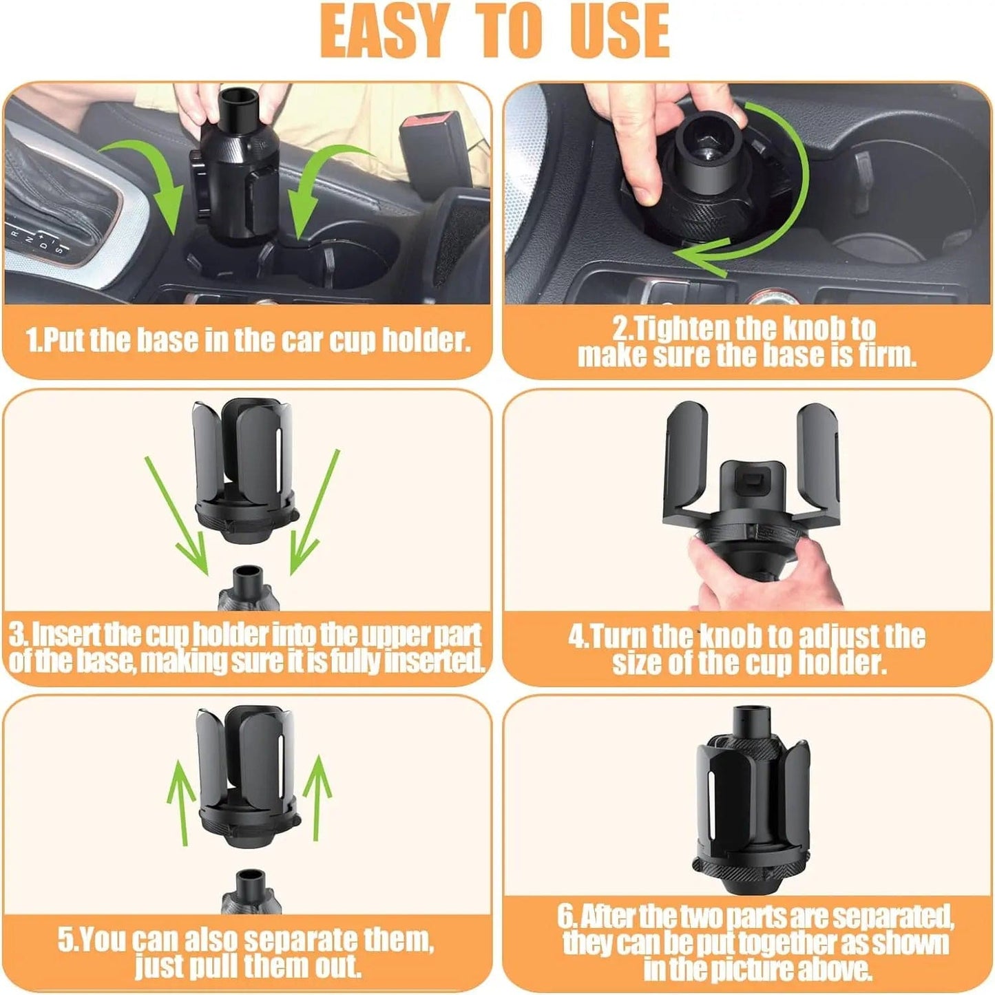 CupFit™ Adjustable Car Cup Holder – Secure Fit for Every Drink, Every Drive!