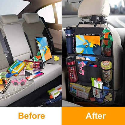 TravelGuard™ Car Back Seat Organizer with Touch Screen Tablet Holder: Keep Your Ride Tidy & Entertained!