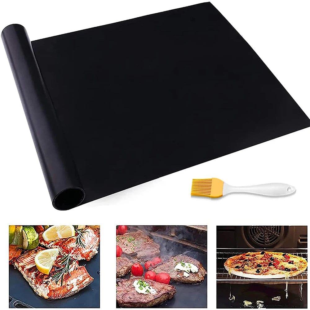 Primal Ultimate Non-Stick BBQ Grill Mat & Oil Brush Set – 24"x16" (60x40cm) – Ideal for Healthier Grilling