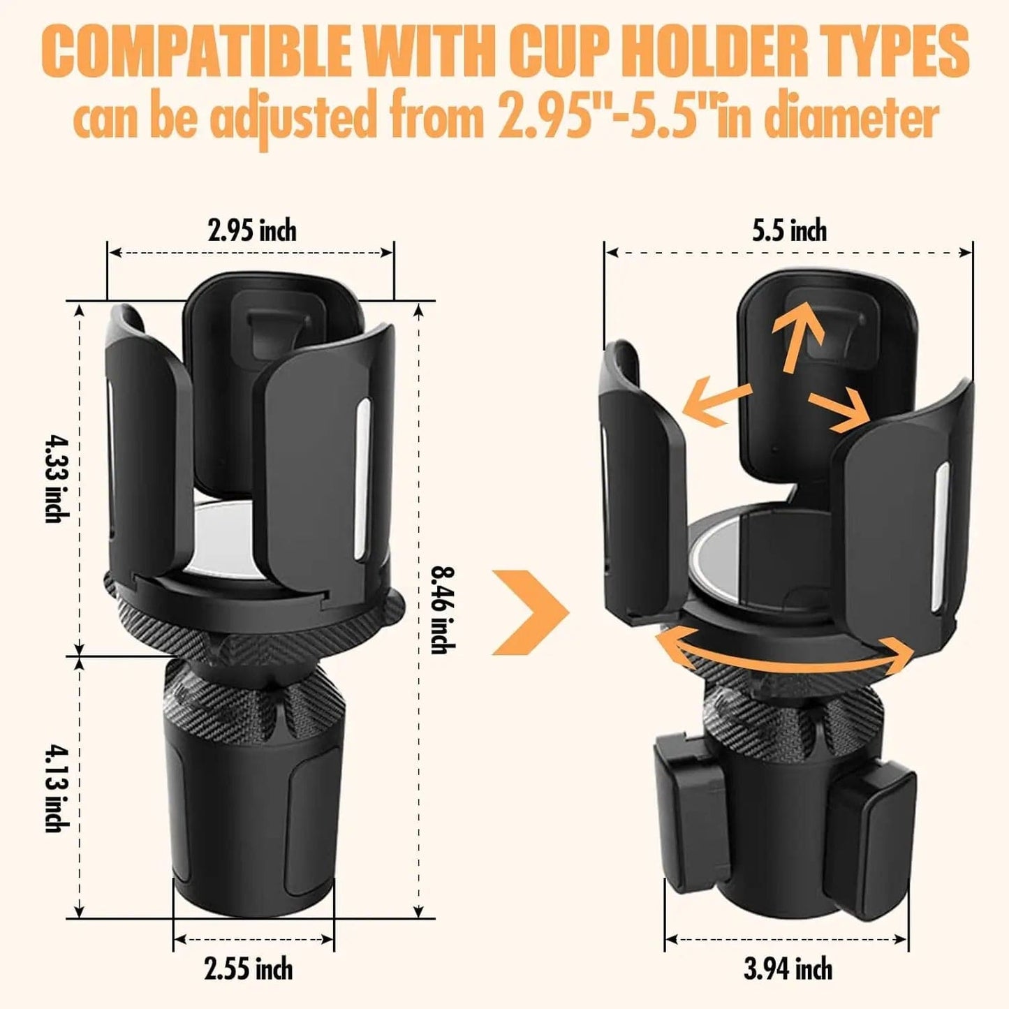 CupFit™ Adjustable Car Cup Holder – Secure Fit for Every Drink, Every Drive!