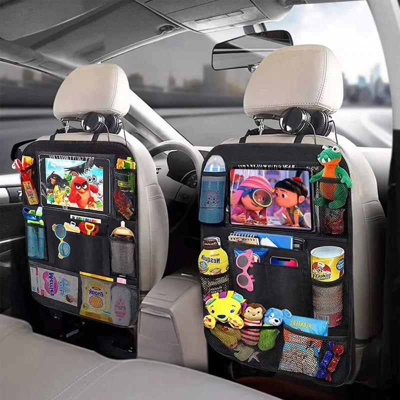 TravelGuard™ Car Back Seat Organizer with Touch Screen Tablet Holder: Keep Your Ride Tidy & Entertained!