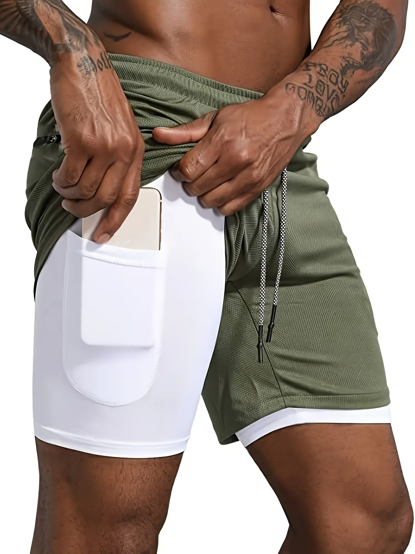 Men's 2-in-1 Quick-Dry Sports Shorts™ - Stay Cool, Stay Safe with Reflective Design & Secure Phone Pocket