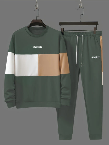 DuoWear™ Men's Cozy Color Block Sweatshirt & Joggers Set