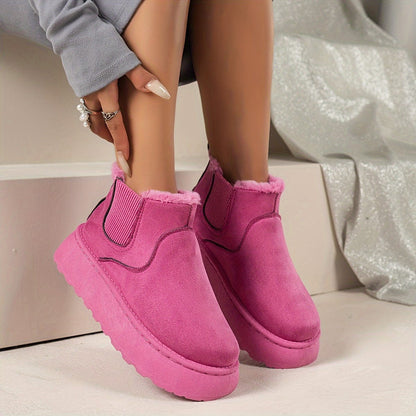 CozyLift™ Women's Plush Lined Platform Ankle Boots – Ultimate Comfort for Every Step!