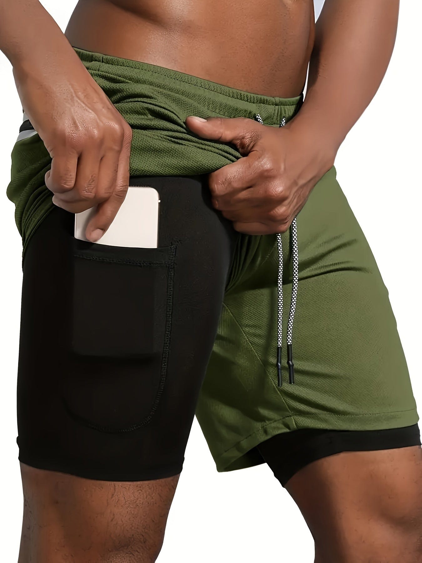 Men's 2-in-1 Quick-Dry Sports Shorts™ - Stay Cool, Stay Safe with Reflective Design & Secure Phone Pocket