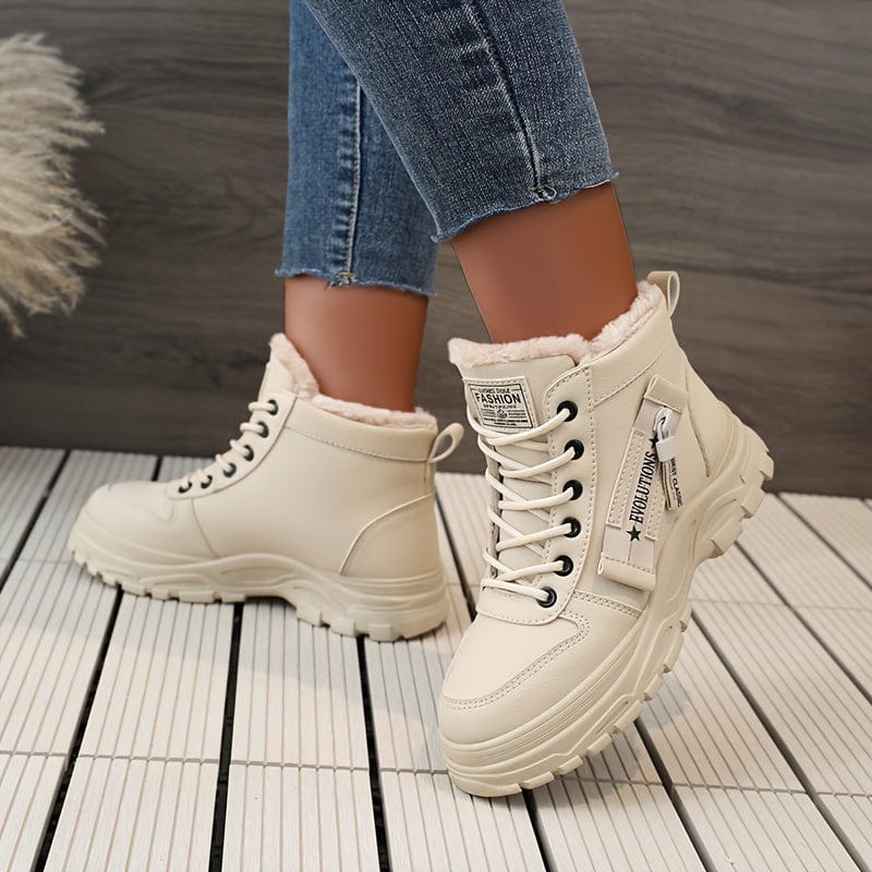 LuxeStride™ Women's Lace-Up Zipper Sneakers: Plush Comfort Meets Casual Chic!