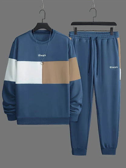 DuoWear™ Men's Cozy Color Block Sweatshirt & Joggers Set