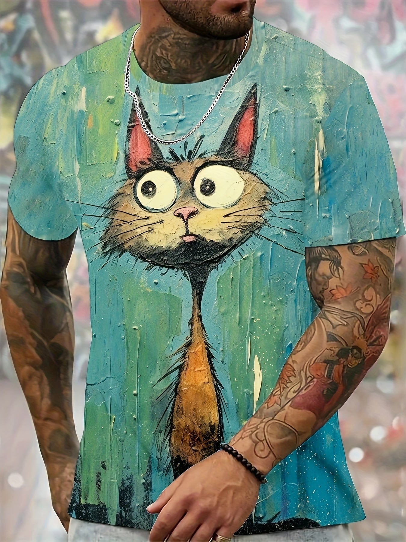 PurrFect Art™ Men's Cat Tee – Casual Street Style Redefined