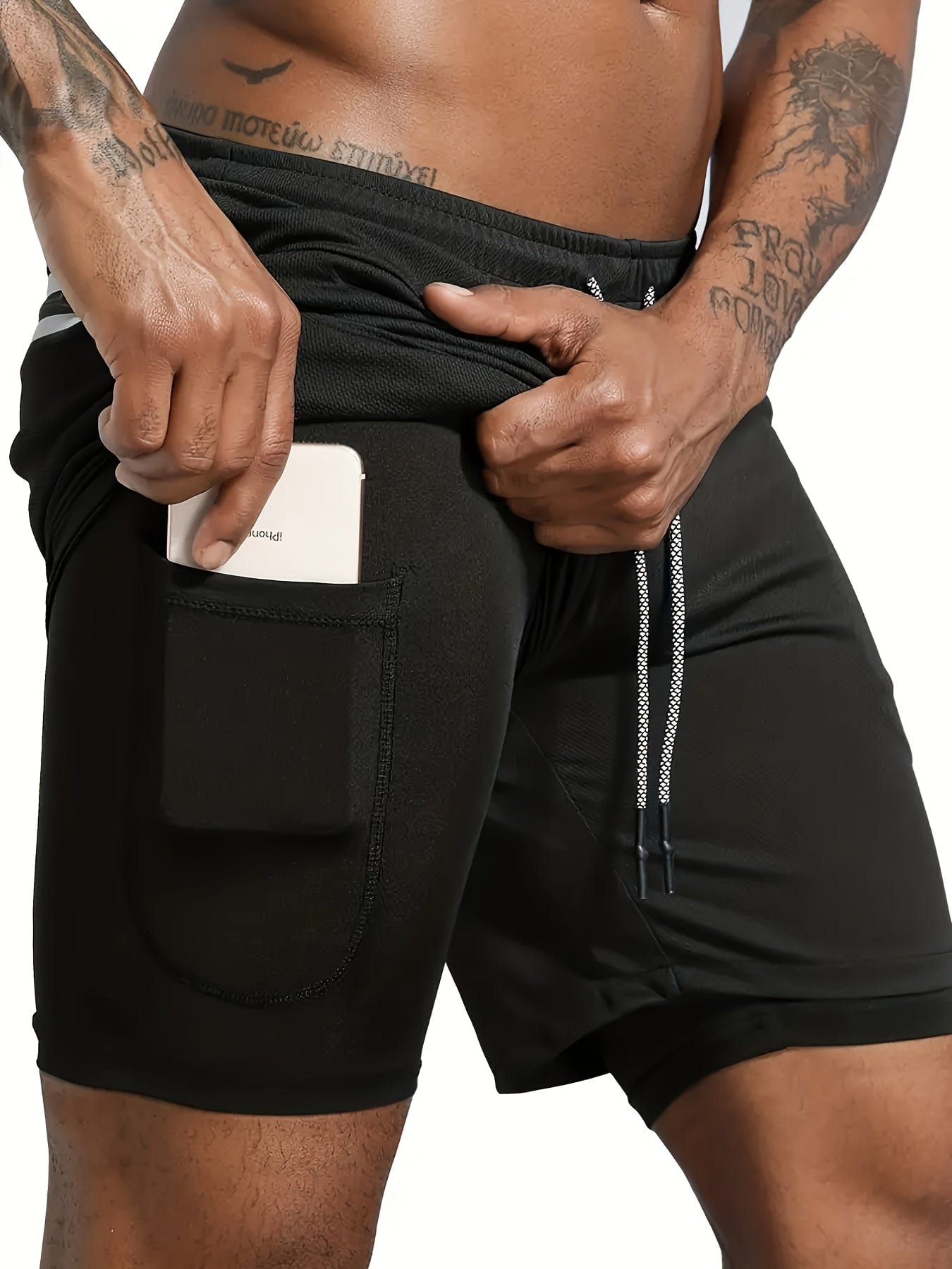 Men's 2-in-1 Quick-Dry Sports Shorts™ - Stay Cool, Stay Safe with Reflective Design & Secure Phone Pocket