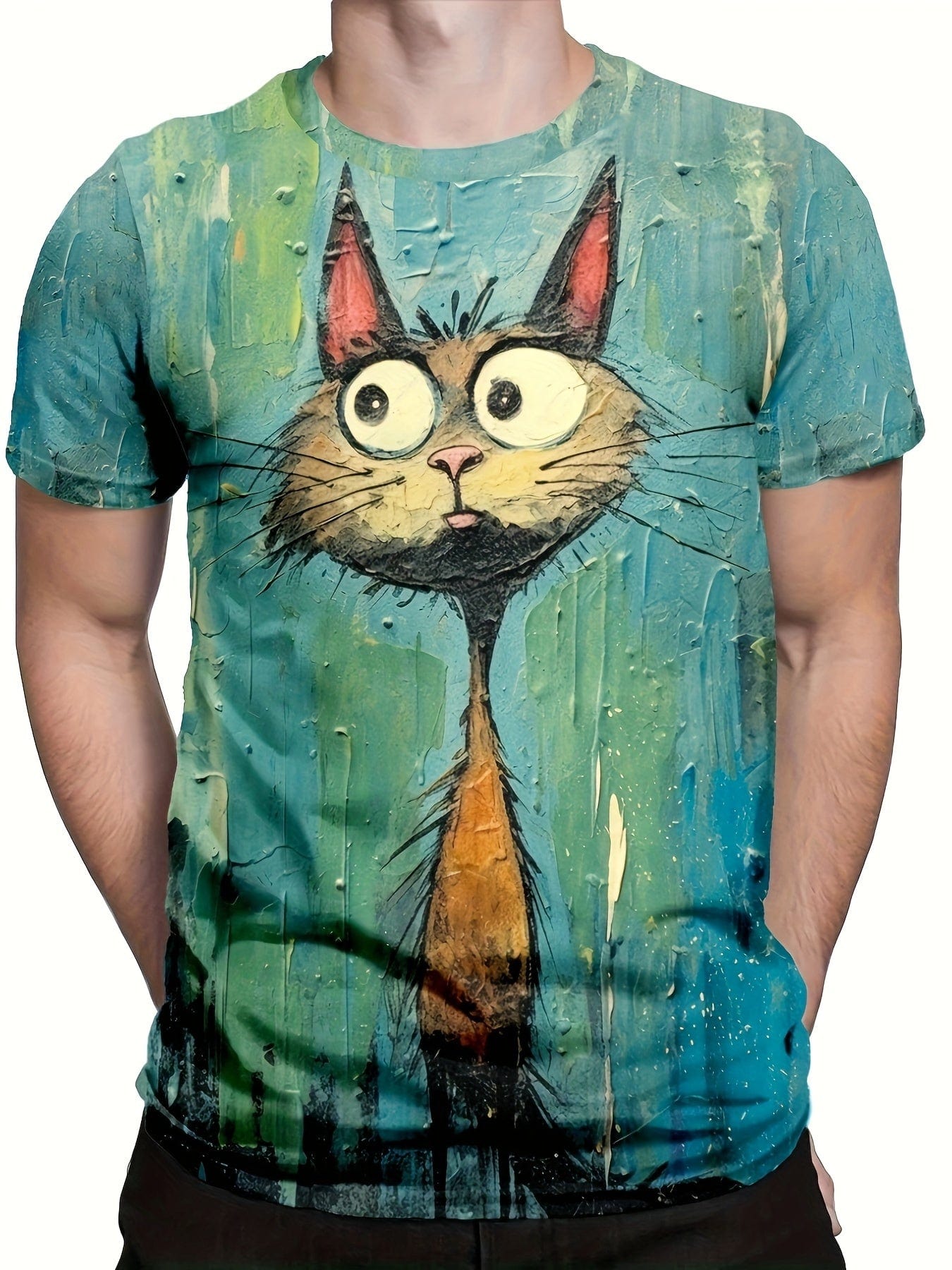 PurrFect Art™ Men's Cat Tee – Casual Street Style Redefined